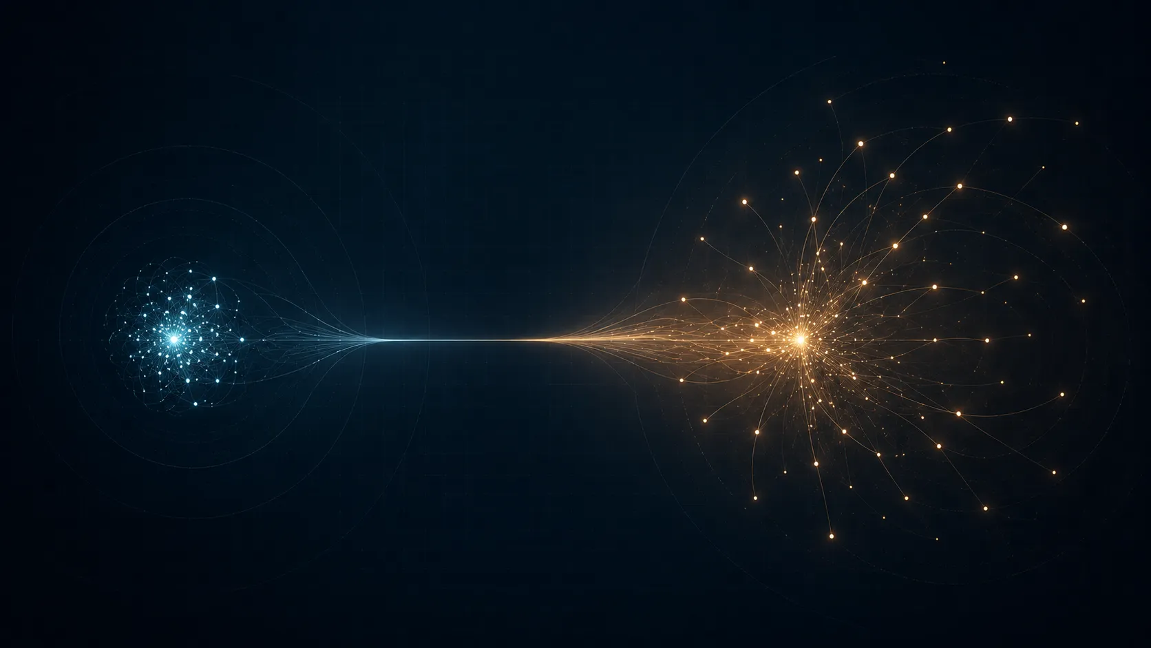 Two points of light connecting across the dark — threat becoming leverage.