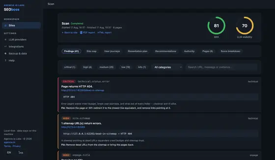 SEOboss screenshot